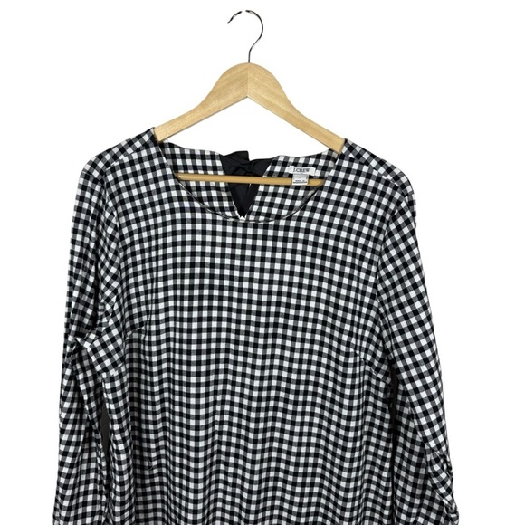 J. Crew Women’s Flannel Gingham Ruffle Mini Dress Black/White Size XL - Picture 6 of 11
